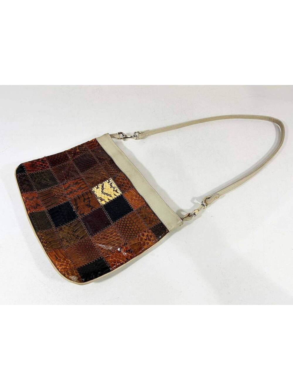 Margolm Patchwork Leather Shoulder Bag Handbag Purse 1970s 1980s